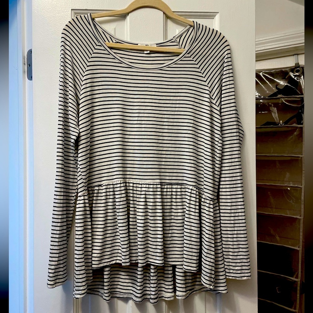 BP. Black & White Stripe Peplum Top